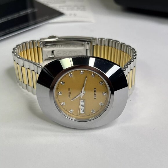 RADO Diaster Original Two Tone Day Date Quartz Unisex Watch Box Papers R12391633 - Picture 4 of 13